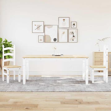 vidaXL 3-delige Eethoek PANAMA massief grenenhout wit, Huis en Inrichting, Complete eetkamers, Verzenden, Nieuw