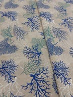 Meubelstof - 500 cm - 140 cm - katoen koraal azuurblauw, Antiquités & Art, Tapis & Textile