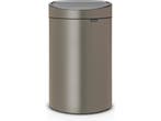 Brabantia Touch Bin - Prullenbak - 40 liter - Platinum, Maison & Meubles, Verzenden