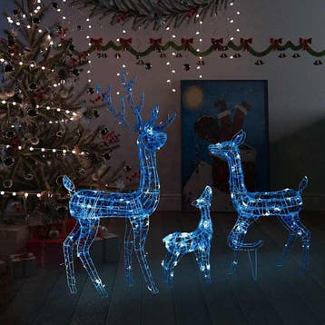 vidaXL Kerstversiering rendierfamilie 300 LEDs blauw acryl, Diversen, Verzenden, Nieuw