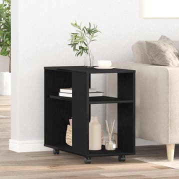 vidaXL Bijzettafel zwart eiken 70x35x60,5 cm bewerkt hout, Verzenden