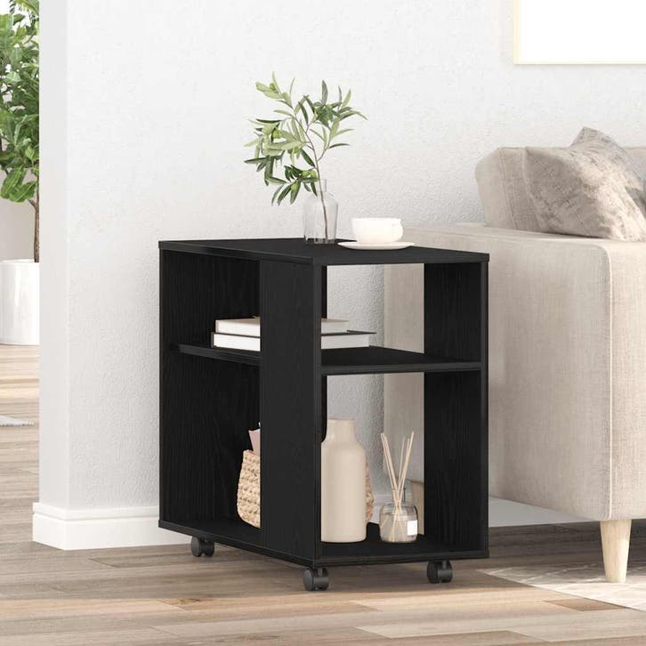 vidaXL Bijzettafel zwart eiken 70x35x60,5 cm bewerkt hout, Maison & Meubles, Tables | Tables d'appoint, Envoi