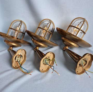 Ships lamp (3) - Glas, Messing