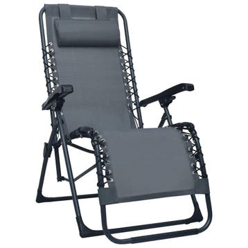 vidaXL Terrasstoel inklapbaar textileen grijs, Tuin en Terras, Verzenden, Nieuw