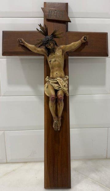 sculptuur, Cristo de la expiración - 67 cm - Houtpasta,, Antiek en Kunst