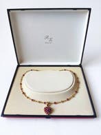 Choker halsketting goud 18k 750 en 39 natuurlijke robijnen