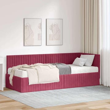 vidaXL Hoekbedframe met Matras met hoofdeinde 2 pcs Groen, Verzenden, Nieuw