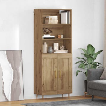 vidaXL Highboard Artisan Eiken 69,5 x 34 x 180 cm Bewerkt, Huis en Inrichting, Verzenden, Nieuw