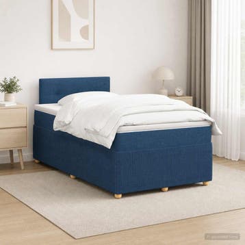 vidaXL Boxspringbed met matras met hoofdeinde Blauw 120 x, Verzenden