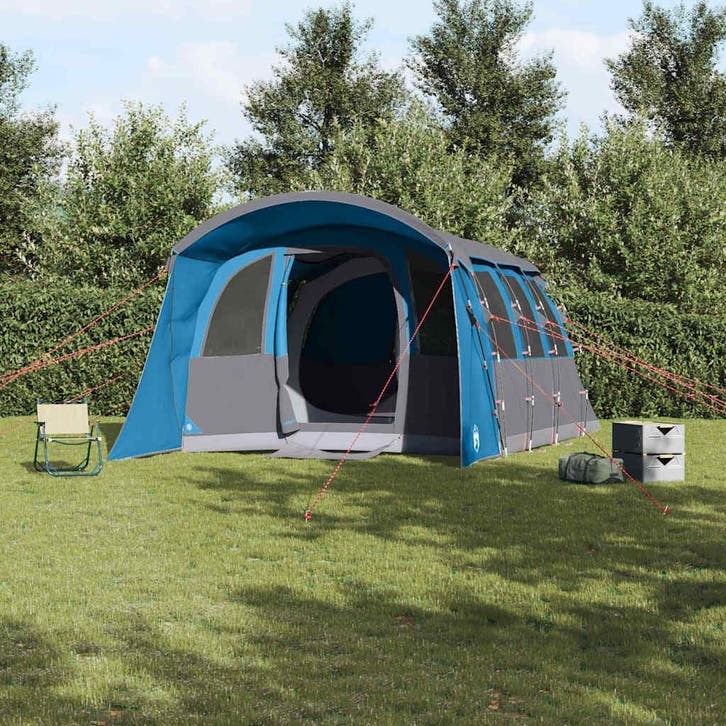 vidaXL Familietent met dak Blauw en Grijs 576 x 325 x 213 cm, Caravans en Kamperen, Tenten, Nieuw, Verzenden
