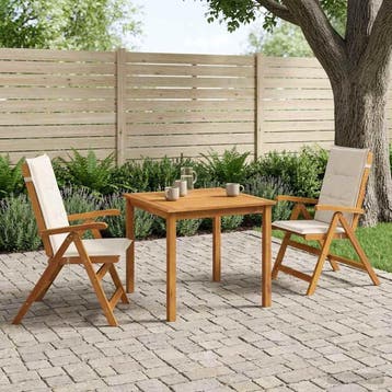 vidaXL 3-delige tuineetset Naturel Massief Acacia Hout, Verzenden, Nieuw