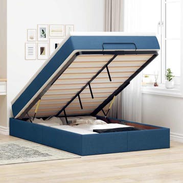 vidaXL Ottoman bed met matras 120x200cm stof blauw, Verzenden