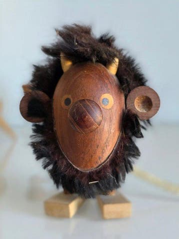 Zestaw 4 drewnianych figurek vintage MCM – Dania/NRD, lata