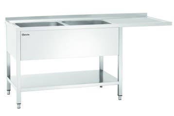 RVS spoelwerktafel met 2 spoelbakken links en bodemschap |, Verzenden