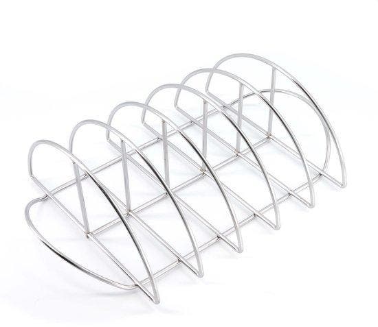 Grill Guru Spare Rib Rack Deluxe – RVS – 40 cm – Spare, Tuin en Terras, Houtskoolbarbecues, Nieuw, Verzenden