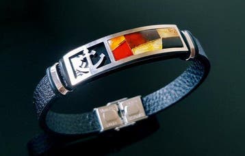 Amber Leren armband met Baltisch amber - vrouwen, mannen,