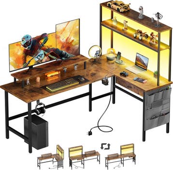 Gaming bureau - Gaming desk - Hoekbureau - 150x100 cm - Brui, Huis en Inrichting, Bureaus, Verzenden, Nieuw