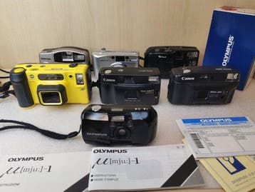 Olympus, Canon, Minolta, Pentax, Fuji Lotto di 6 fotocamere, Nieuw