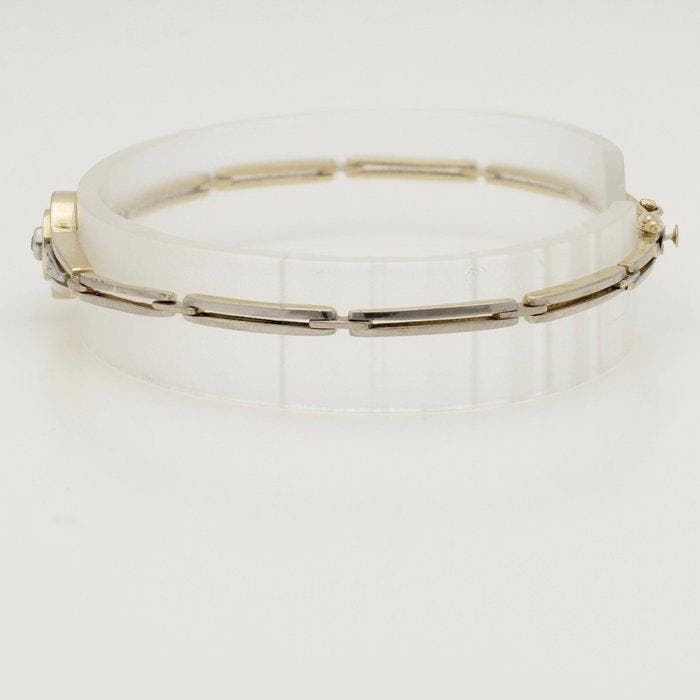 Armband - 14 karaat Geel goud, Witgoud Diamant (Natuurlijk), Handtassen en Accessoires, Armbanden