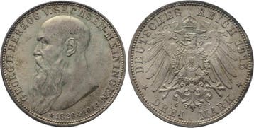 3 Mark 1915 D Sachsen-meiningen Georg Ii 1866-1914, Verzenden