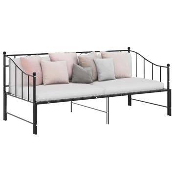 vidaXL Slaapbankframe uittrekbaar metaal zwart 90x200 cm, Verzenden