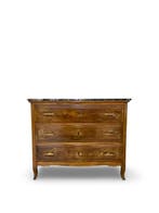 Commode - Noyer, Bois, Laiton, Marbre, Antiquités & Art