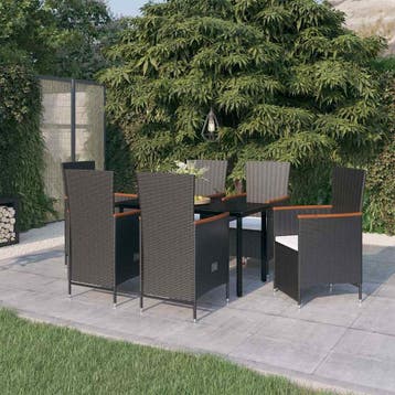 vidaXL 7-delige Tuinset met kussens zwart, Verzenden, Tuinset