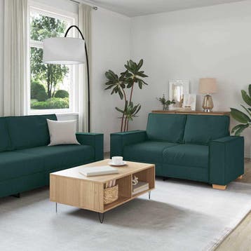 vidaXL bank / zetel 3 st Donkergroen Linnenmix Stoffen, Verzenden, Nieuw