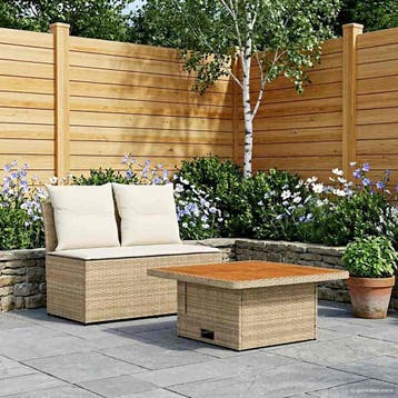 vidaXL 2 Stuk Tuin middelste sofa met opklaptafel poly, Verzenden, Nieuw