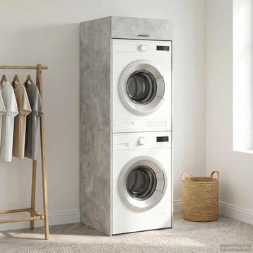 vidaXL Wasmachinekast Betongrijs 67,5 x 68 x 200 cm Bewerkt, Maison & Meubles, Verzenden
