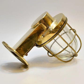 Wandlamp - Messing, Glas - Industrieel kooi-lamp
