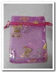 Cadeauzakje giftbag Organza Butterfly Magenta 7x9 cm, Nieuw
