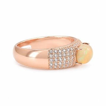 Zonder minimumprijs - Ring Verguld Opaal - Diamant -, Nieuw