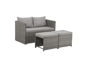 Veiling - 2 in 1 Polyrotan Loungeset Jamaika - Grijs, Nieuw