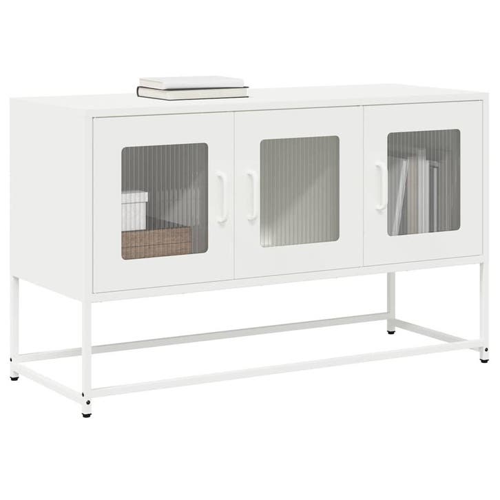 vidaXL Tv-meubel 100,5x39x60,5 cm koudgewalst staal wit, Huis en Inrichting, Kasten |Televisiemeubels, Nieuw, Verzenden