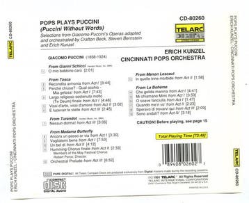 Erich Kunzel, Cincinnati Pops Orchestra - Pops Plays Puccini, Verzenden