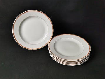 Meissen - Korallerand - 6 Piatti da cena - Diametro 25cm -
