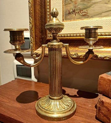 Kaarsenhouder (2) - Verguld brons - Kandelaarset, Antiek en Kunst