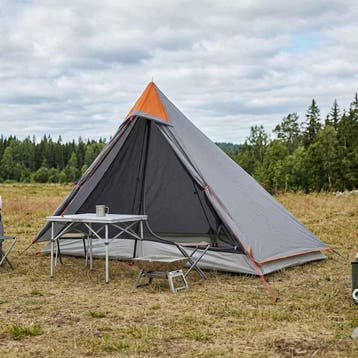 vidaXL Backpacking Tent 222 x 85 x 125 cm Grijs en Oranje, Caravans en Kamperen, Verzenden, Nieuw