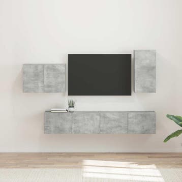 vidaXL Tv Wandkast Set 4 st Beton Grijs Bewerkt hout, Huis en Inrichting, Verzenden, Nieuw