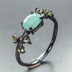 925 zilver zwartgerhodineerd - Smaragd - Peridot - Ring