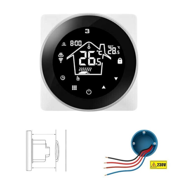 Wifi Inbouw Thermostaat met Touchscreen voor Elektrische vlo, Doe-het-zelf en Bouw, Thermostaten, Nieuw, Verzenden