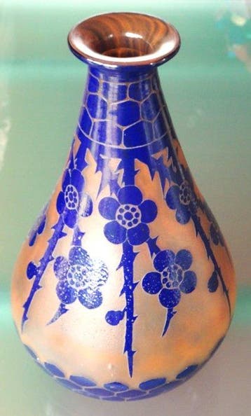 Le Verre Français - Schneider - Vaas - Glas - decor Aubépine, Antiek en Kunst