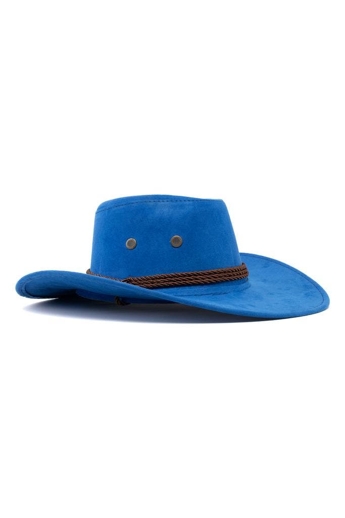 Cowboyhoed Koningsblauw Suedelook Lichtgewicht Blauwe PU Sue, Kleding | Dames, Carnavalskleding en Feestkleding, Nieuw, Ophalen of Verzenden
