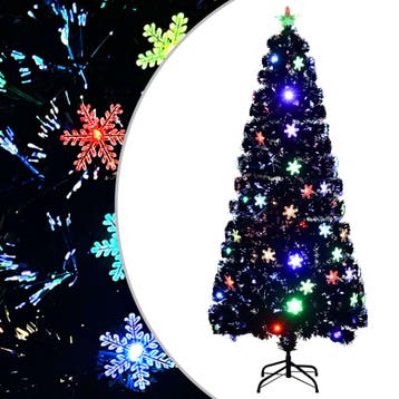 vidaXL Kerstboom met LED-sneeuwvlokken 180 cm glasvezel, Verzenden, Nieuw