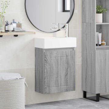 vidaXL Badkamermeubel met kraan Grijs Sonoma 45,5 x 25,5 x, Verzenden, Nieuw