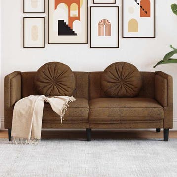 vidaXL bank / zetel met kussens 2-zits kunstsuède bruin, Verzenden, Nieuw