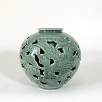 Vase - Céladon à haute cuisson - Corée du Sud - Vase Phénix