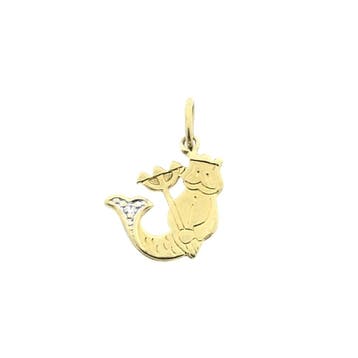 Gouden hanger van Neptunus met diamant 0,005 ct., Ophalen of Verzenden, Gebruikt, Goud, Overige merken