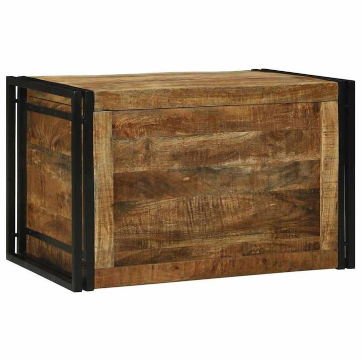vidaXL Opbergbox Bruin en Zwart 80 x 50 x 50 cm Ruw mango, Huis en Inrichting, Kasten | Overige, Nieuw, Verzenden